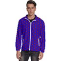 Blue Pattern Red Texture Men s High Neck Windbreaker View1