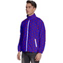 Blue Pattern Red Texture Men s High Neck Windbreaker View2