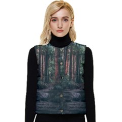 Forest Jungle Trees Tropics Women s Button Up Puffer Vest by Bedest