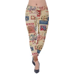 Letters Writing Paper Text Pattern Velvet Leggings by Apenda