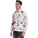 Happy Holiday Xmas Christmas Pattern Men s High Neck Windbreaker View2