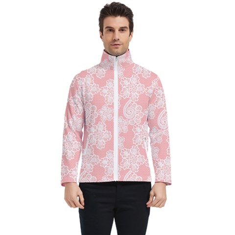 Lace White Ornamental Textile Men s Bomber Jacket by Paksenen