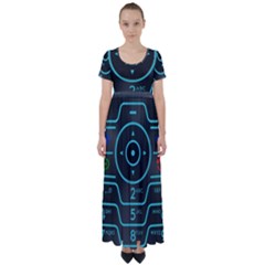 Retro Mobile Device Output Device High Waist Short Sleeve Maxi Dress by Bedest