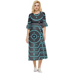 Retro Mobile Device Output Device Double Cuff Midi Dress by Bedest