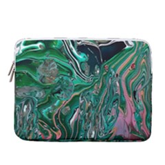 Malachite  14  Vertical Laptop Sleeve Case With Pocket by kaleidomarblingart