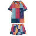  Minimalist Pattern With Simple Lines And Shapes, Creating A Clean And Modern Aesthe Kids  Swim T-Shirt and Shorts Set View1