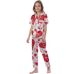 Be My Valentine Kids  Satin Short Sleeve Pajamas Set by pollyparadiseartshop