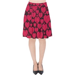 Valentines Day Hearts Pattern Love Red Velvet High Waist Skirt by Maspions