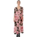 Pink Roses Button Up Boho Maxi Dress View1