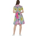 Pink Neon Flowers Flower Short Sleeve Waist Detail Dress View2