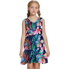 Hawaiian Flowers Hawaii Kids  Sleeveless Tiered Mini Dress by Cemarart