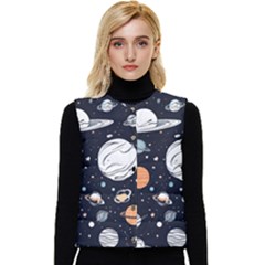 Space Galaxy Universe Stars Sky Women s Button Up Puffer Vest by Paksenen