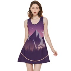 Mountain Night Crescent Moon Inside Out Reversible Sleeveless Dress by Bedest