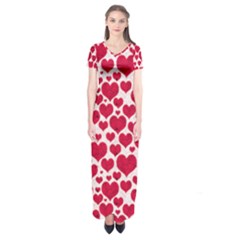 Hearts Valentine Pattern Seamless Short Sleeve Maxi Dress by Bedest