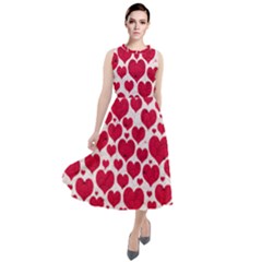 Hearts Valentine Pattern Seamless Round Neck Boho Dress by Bedest