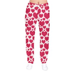 Hearts Valentine Pattern Seamless Women Velvet Drawstring Pants by Bedest