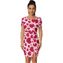 Hearts Valentine Pattern Seamless Fitted Knot Split End Bodycon Dress View1