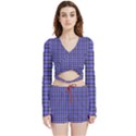 Blue Tartan Plaid 1 Velvet Wrap Crop Top and Shorts Set View1