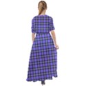 Blue Tartan Plaid 1 Waist Tie Boho Maxi Dress View2