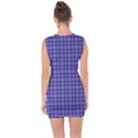 Blue Tartan Plaid 1 Lace Up Front Bodycon Dress View2