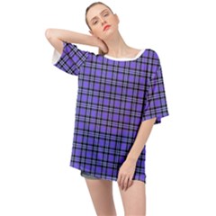 Blue Tartan Plaid 1 Oversized Chiffon Top by dressshop