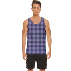 Purple Plaid Tartan 1 Men s Wide Collar Tank Top by dressshop