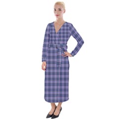 Purple Plaid Tartan 1 Velvet Maxi Wrap Dress by dressshop