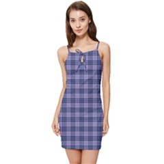 Purple Plaid Tartan 1 Summer Tie Front Dress by dressshop