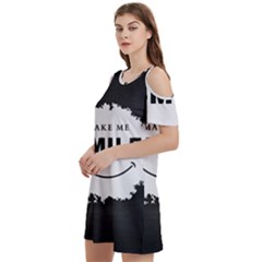 Black And White Simple Make Me Smile T Shirt 20250203 014057 0000 Women s Cold Shoulder Round Neck Mini Dress by Cowcow2005