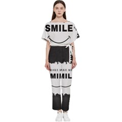 Black And White Simple Make Me Smile T Shirt 20250203 014057 0000 Batwing Lightweight Chiffon Jumpsuit by Cowcow2005