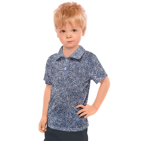 Blue Ornament Complex Mosaic Print Pattern Kids  Polo T-shirt by dflcprintsclothing