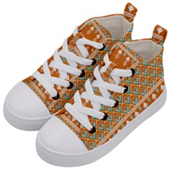 Winter Wonderland Seamless Pattern: Christmas Trees & Snowflakes On Dark Background Kids  Mid-top Canvas Sneakers by ArtfulThreads