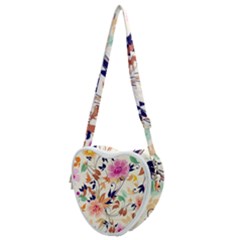 Abstract Floral Background Heart Shoulder Bag by kyorashop23