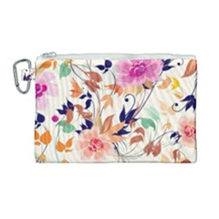 Abstract Floral Background Canvas Cosmetic Bag (large) by kyorashop23