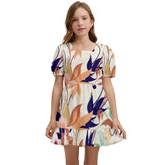 Abstract Floral Background Kids  Short Sleeve Dolly Dress by kyorashop23