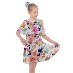 Abstract Floral Background Kids  Shoulder Cutout Chiffon Dress by kyorashop23