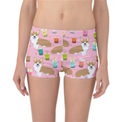 Corgi Bubble Boba Tea Pink Pattern Reversible Boyleg Bikini Bottoms by Salmanaz77