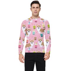 Corgi Bubble Boba Tea Pink Pattern Men s Long Sleeve Rash Guard by Salmanaz77