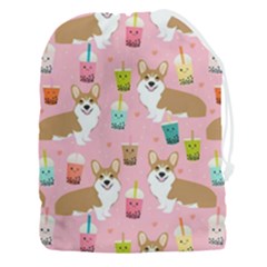 Corgi Bubble Boba Tea Pink Pattern Drawstring Pouch (3xl) by Salmanaz77