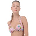 Corgi Bubble Boba Tea Pink Pattern Knot Up Bikini Top View1