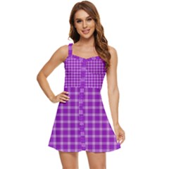 Purple Plaid Tartan 3 Ruffle Edge Bra Cup Chiffon Mini Dress by dressshop