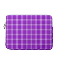 Purple Plaid Tartan 3 13  Vertical Laptop Sleeve Case With Pocket by dressshop