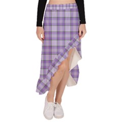 Purple Plaid Tartan 2 Asymmetrical Ruffle Hem Skirt  by dressshop