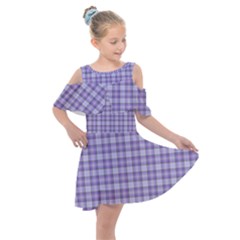 Purple Plaid Tartan 2 Kids  Shoulder Cutout Chiffon Dress by dressshop