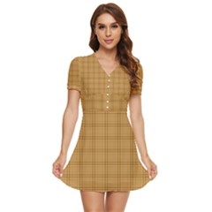Autumn Fall Plaid Tartan 1 V-neck High Waist Chiffon Mini Dress by dressshop