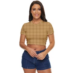 Autumn Fall Plaid Tartan 1 Side Button Cropped T-shirt by dressshop