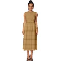 Autumn Fall Plaid Tartan 1 Sleeveless Round Neck Midi Dress by dressshop