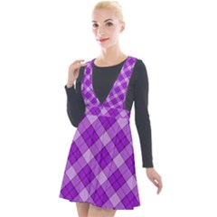 Purple Plaid Tartan 3 Diagonal (2) Plunge Pinafore Velour Dress by dressshop