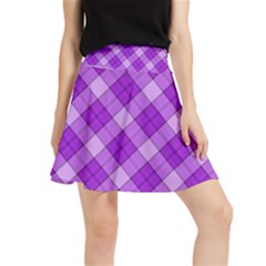 Purple Plaid Tartan 3 Diagonal (2) Waistband Skirt by dressshop