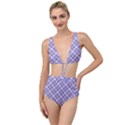 Purple Plaid Tartan 2 Diagonal Tied Up Two Piece Swimsuit View1